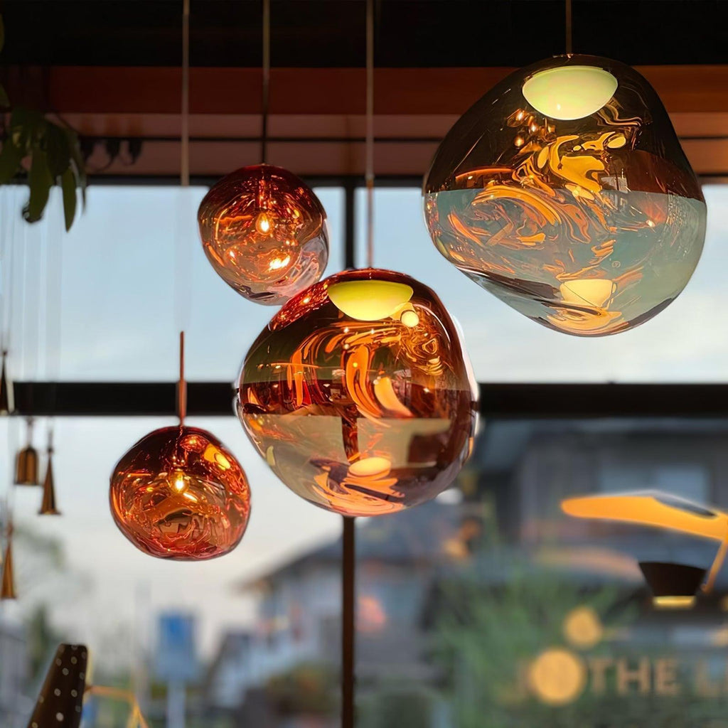 Modern Lava Crackle Glass Globe Pendant Light