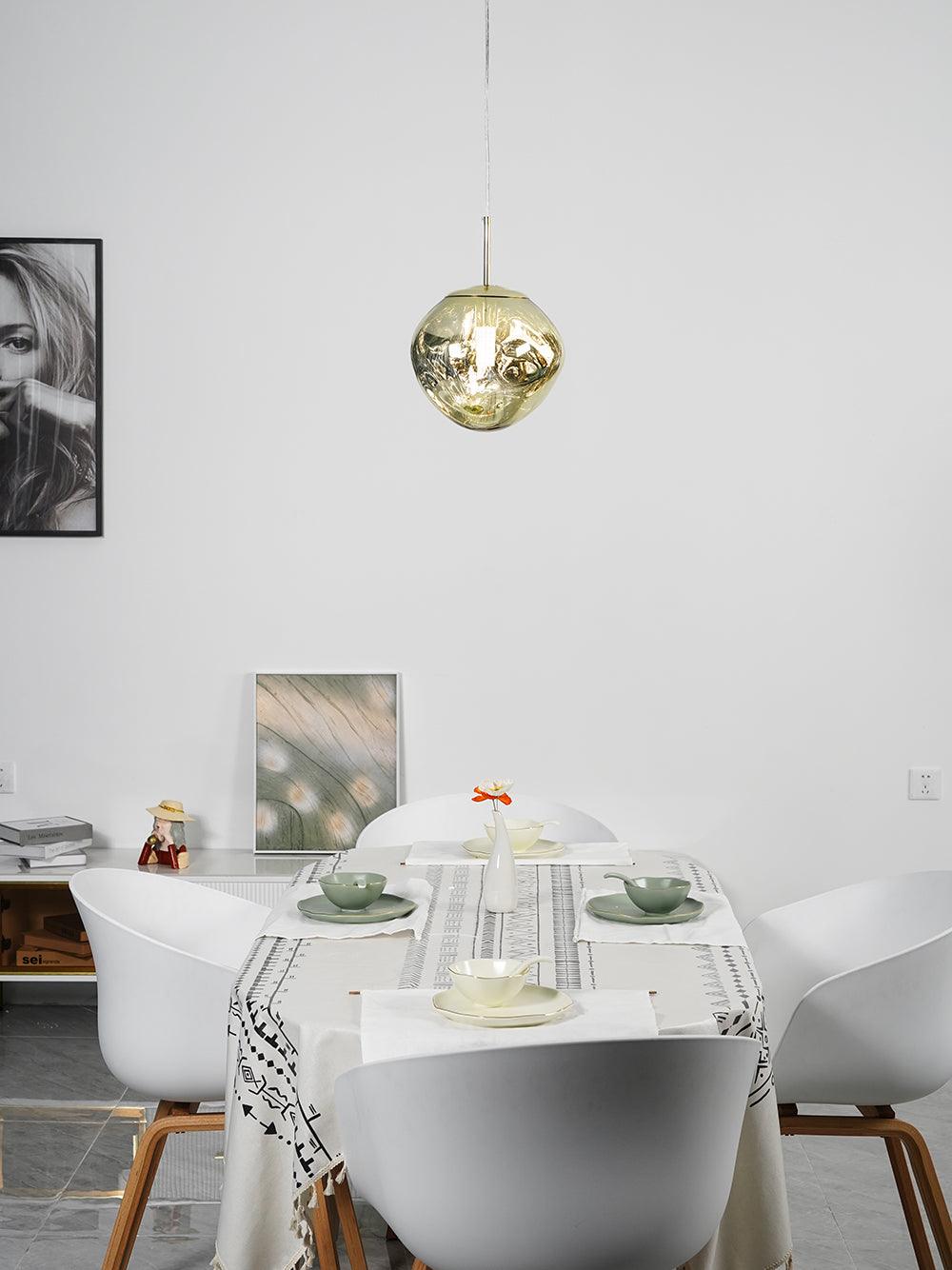 Modern Lava Crackle Glass Globe Pendant Light