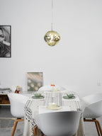 Modern Lava Crackle Glass Globe Pendant Light