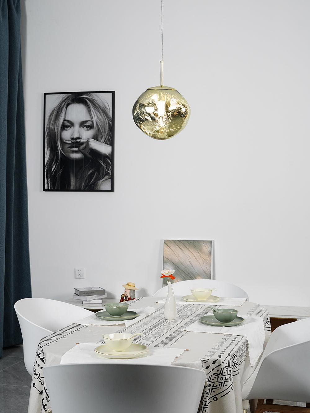 Modern Lava Crackle Glass Globe Pendant Light