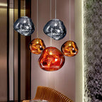 Modern Lava Crackle Glass Globe Pendant Light