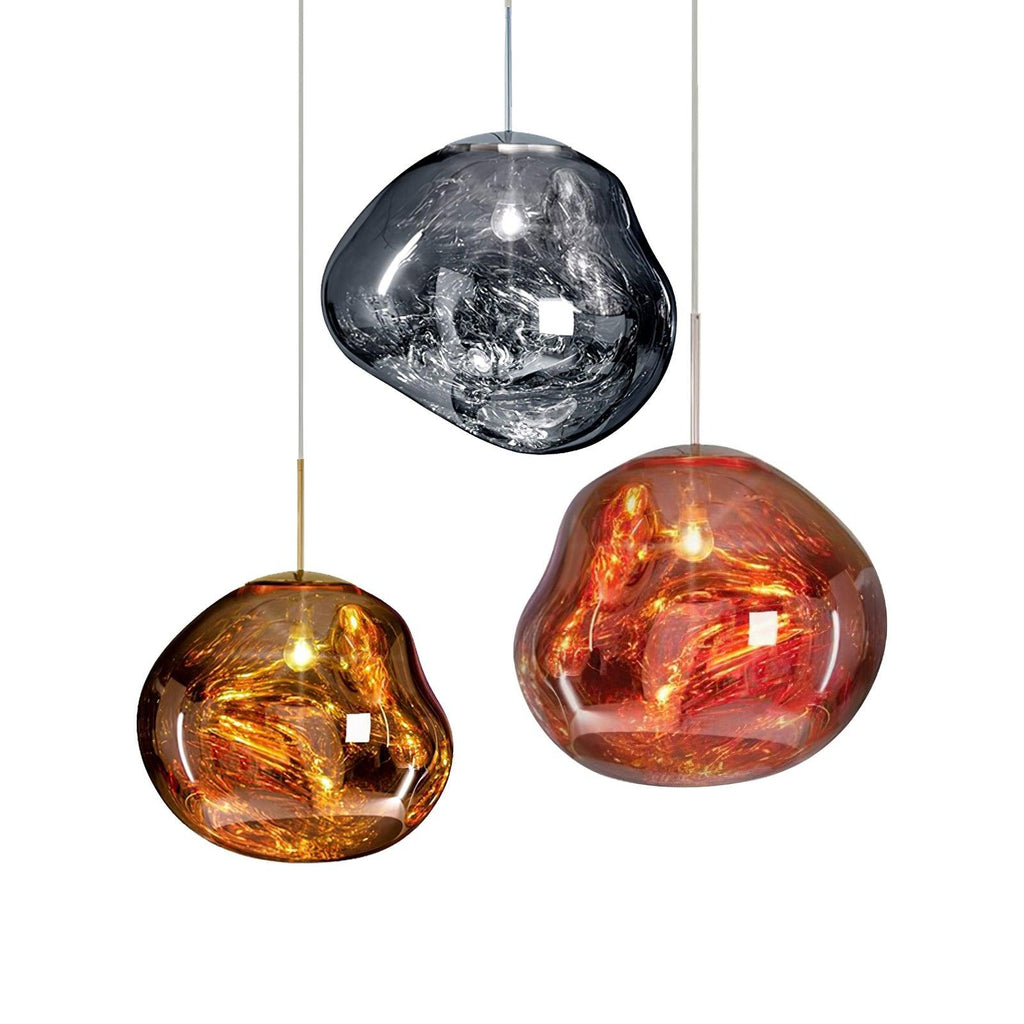 Modern Lava Crackle Glass Globe Pendant Light