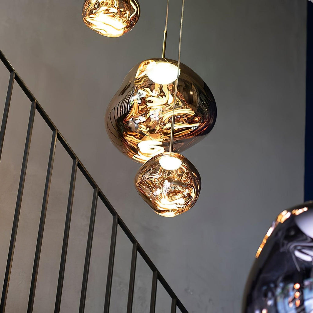 Modern Lava Crackle Glass Globe Pendant Light
