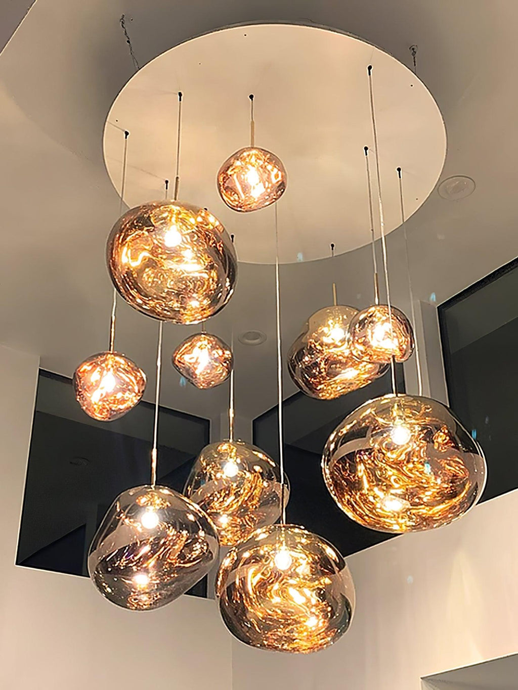 Modern Lava Crackle Glass Globe Pendant Light