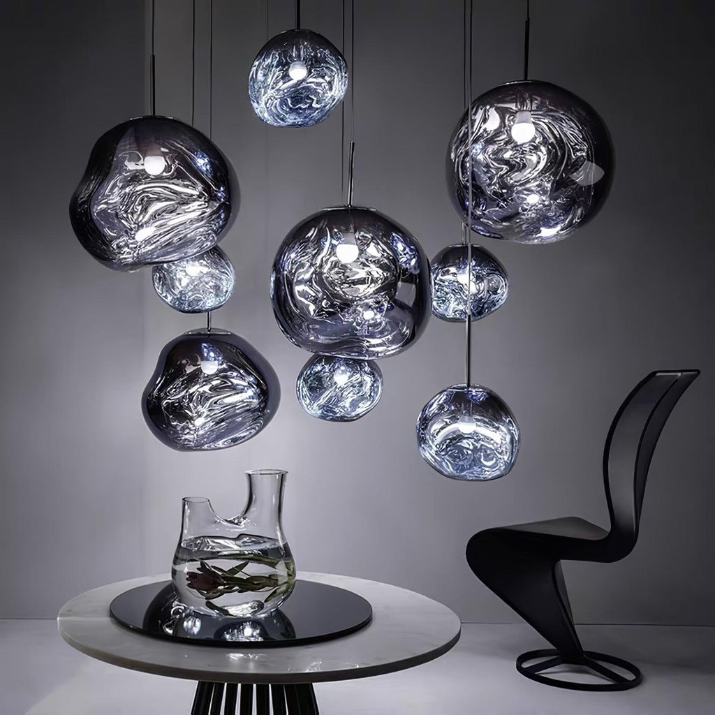 Modern Lava Crackle Glass Globe Pendant Light