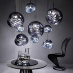 Modern Lava Crackle Glass Globe Pendant Light