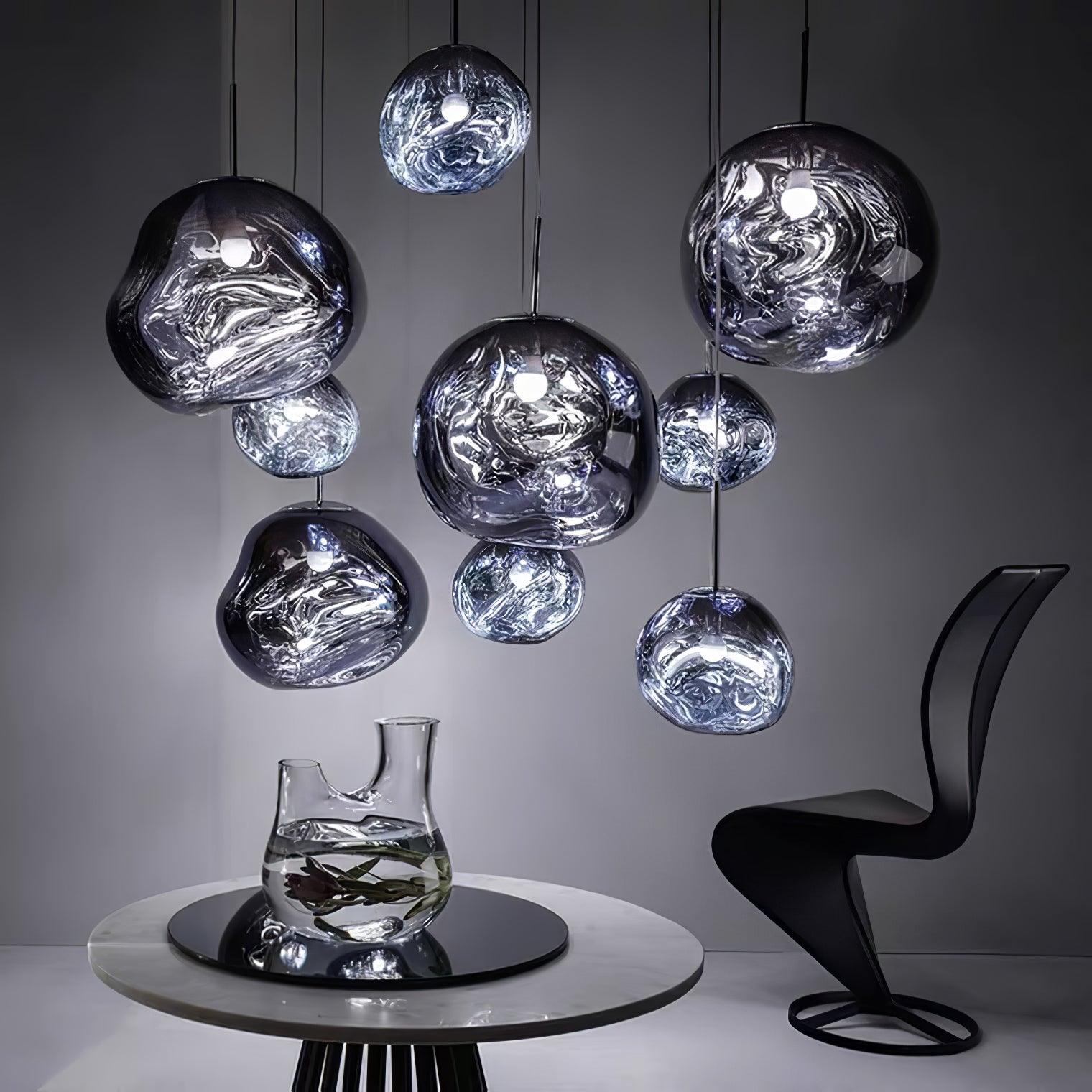 Modern Lava Crackle Glass Globe Pendant Light