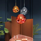 Modern Lava Crackle Glass Globe Pendant Light