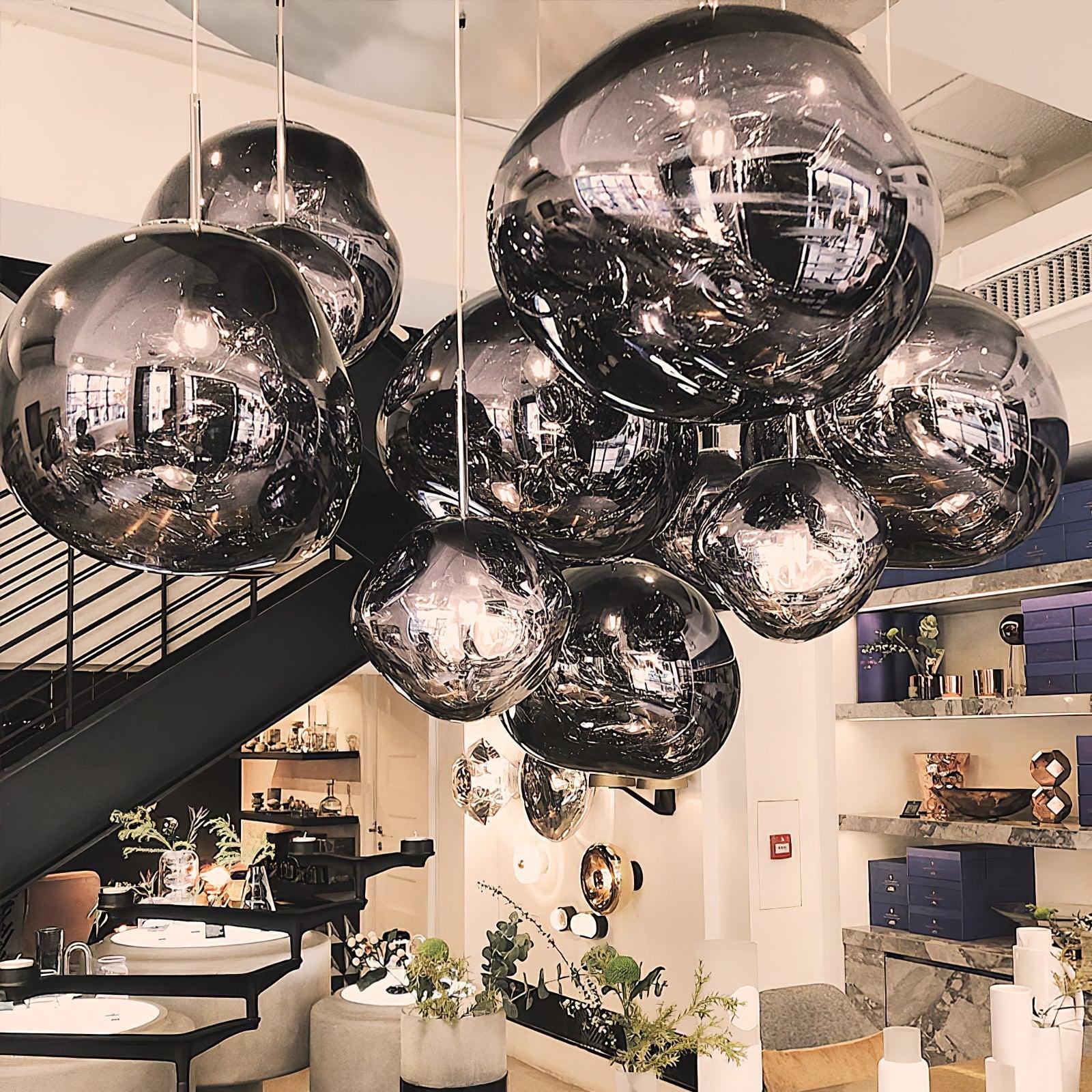 Modern Lava Crackle Glass Globe Pendant Light