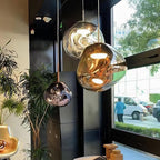 Modern Lava Crackle Glass Globe Pendant Light