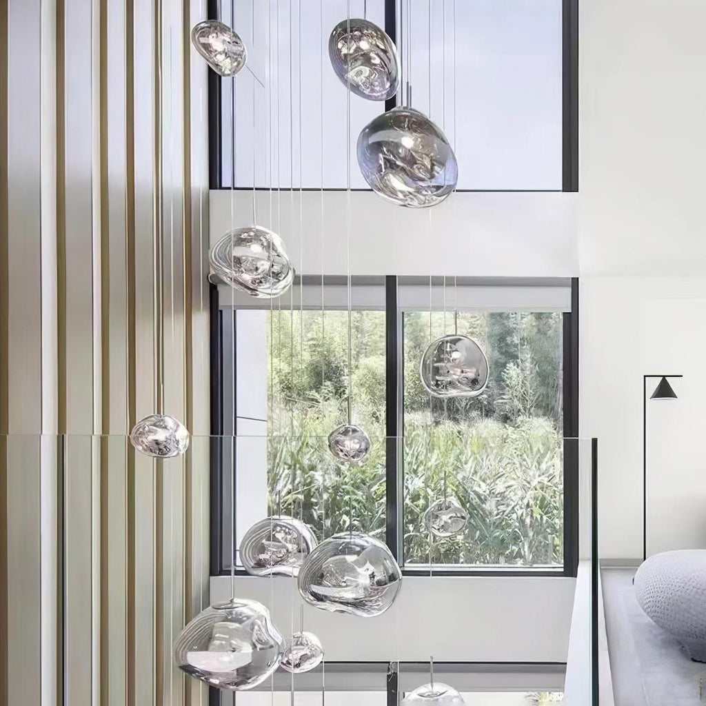 Modern Lava Crackle Glass Globe Pendant Light