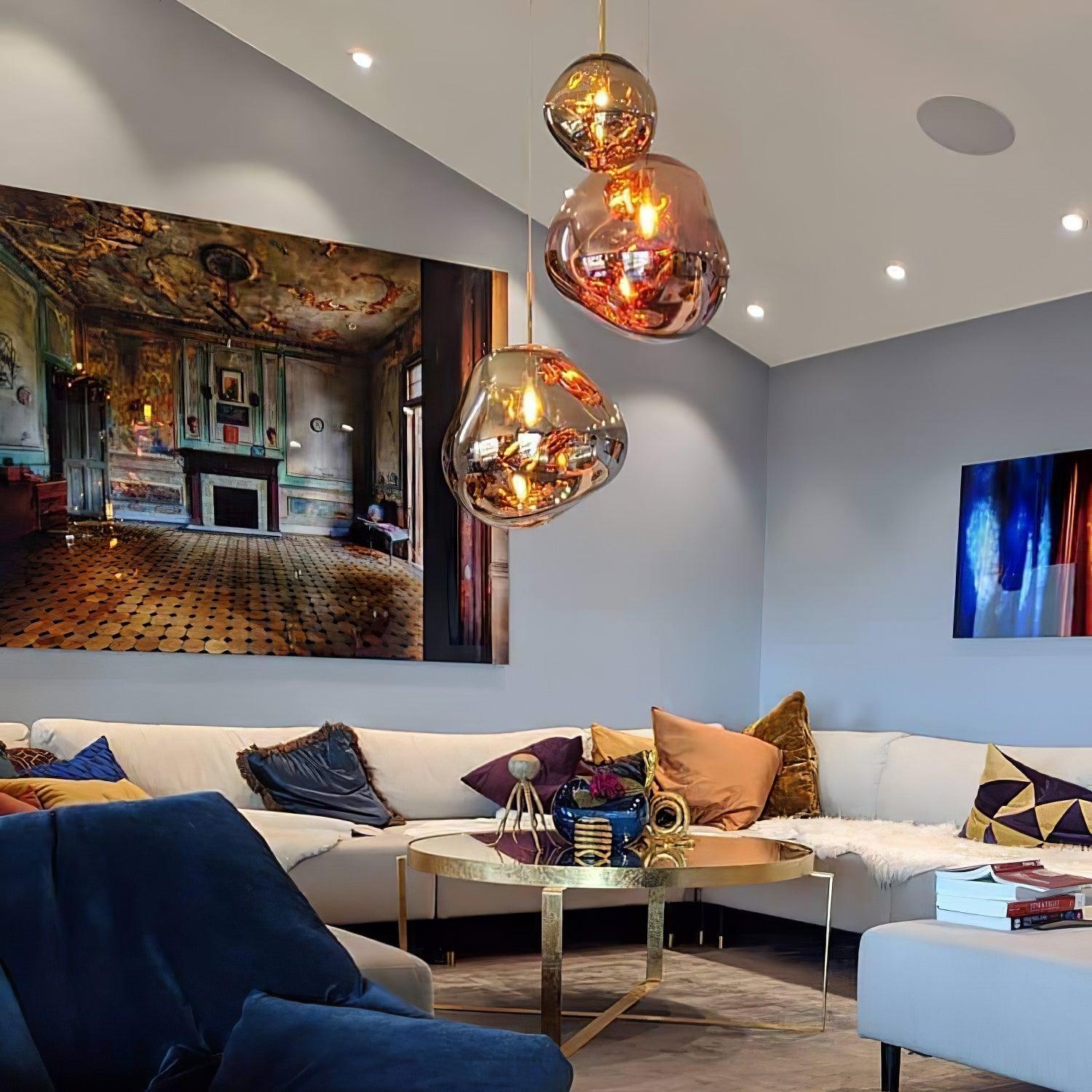 Modern Lava Crackle Glass Globe Pendant Light