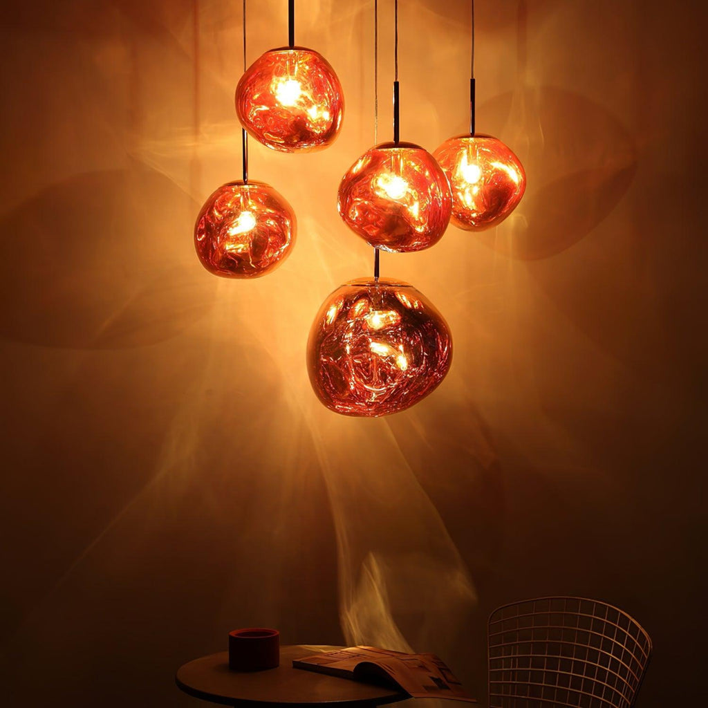 Modern Lava Crackle Glass Globe Pendant Light