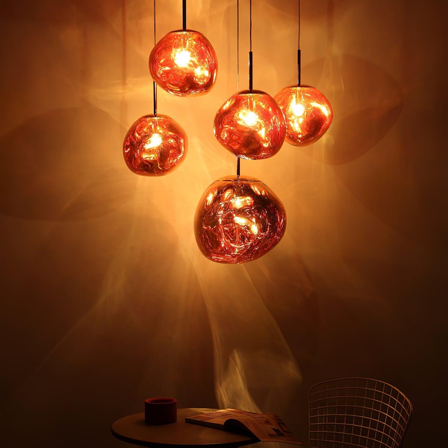 Modern Lava Crackle Glass Globe Pendant Light