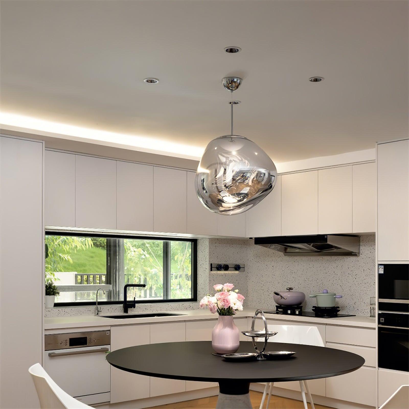Modern Lava Crackle Glass Globe Pendant Light