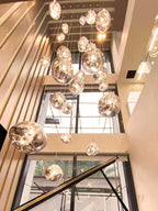 Modern Lava Crackle Glass Globe Pendant Light