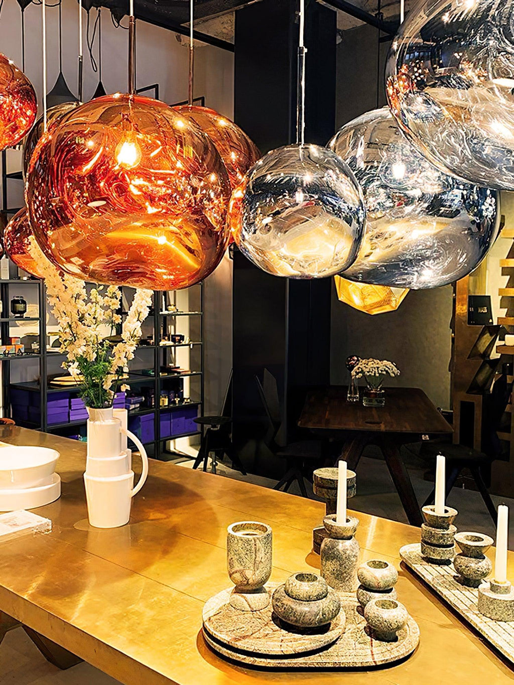 Modern Lava Crackle Glass Globe Pendant Light