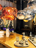 Modern Lava Crackle Glass Globe Pendant Light
