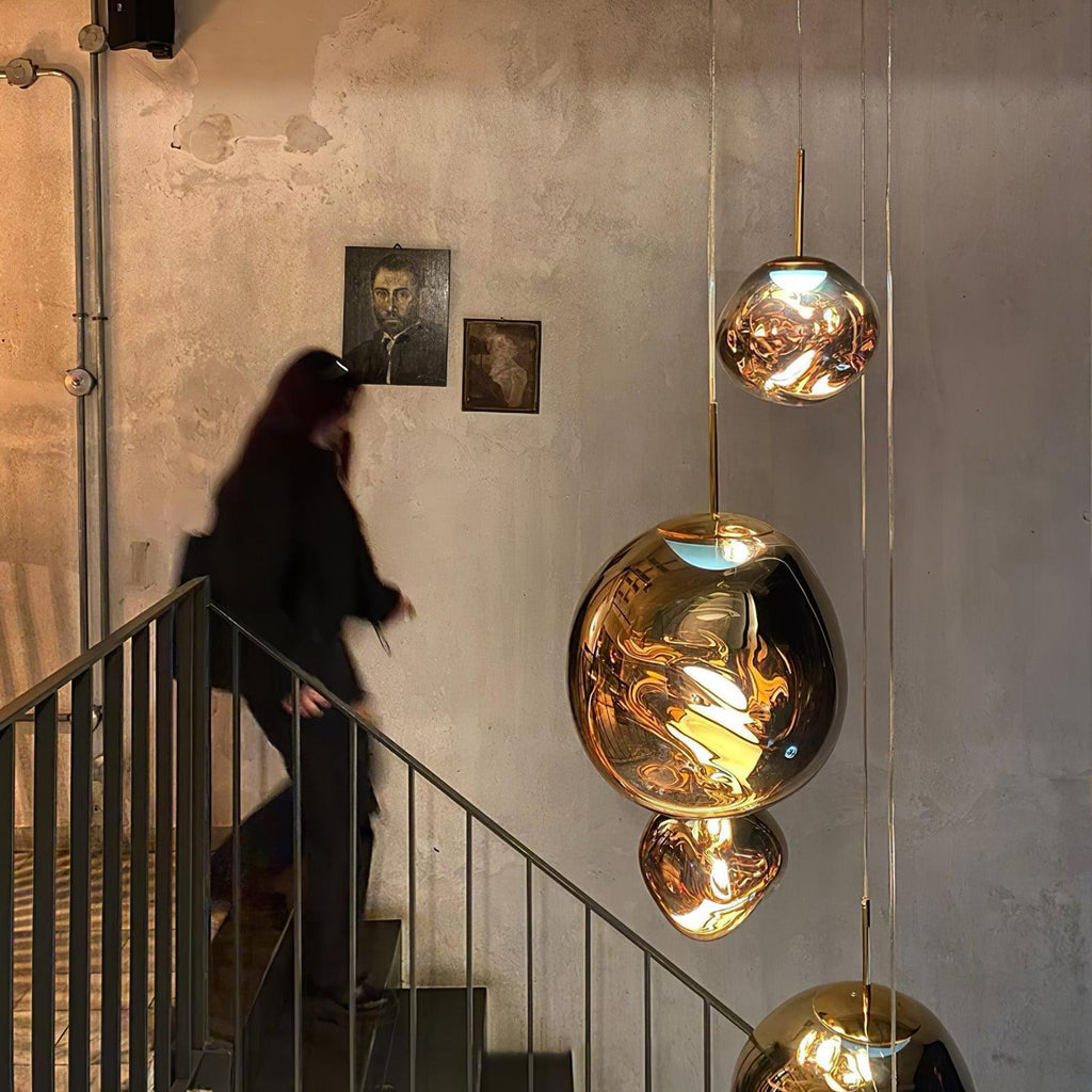 Modern Lava Crackle Glass Globe Pendant Light