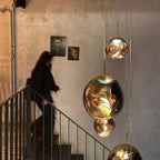 Modern Lava Crackle Glass Globe Pendant Light