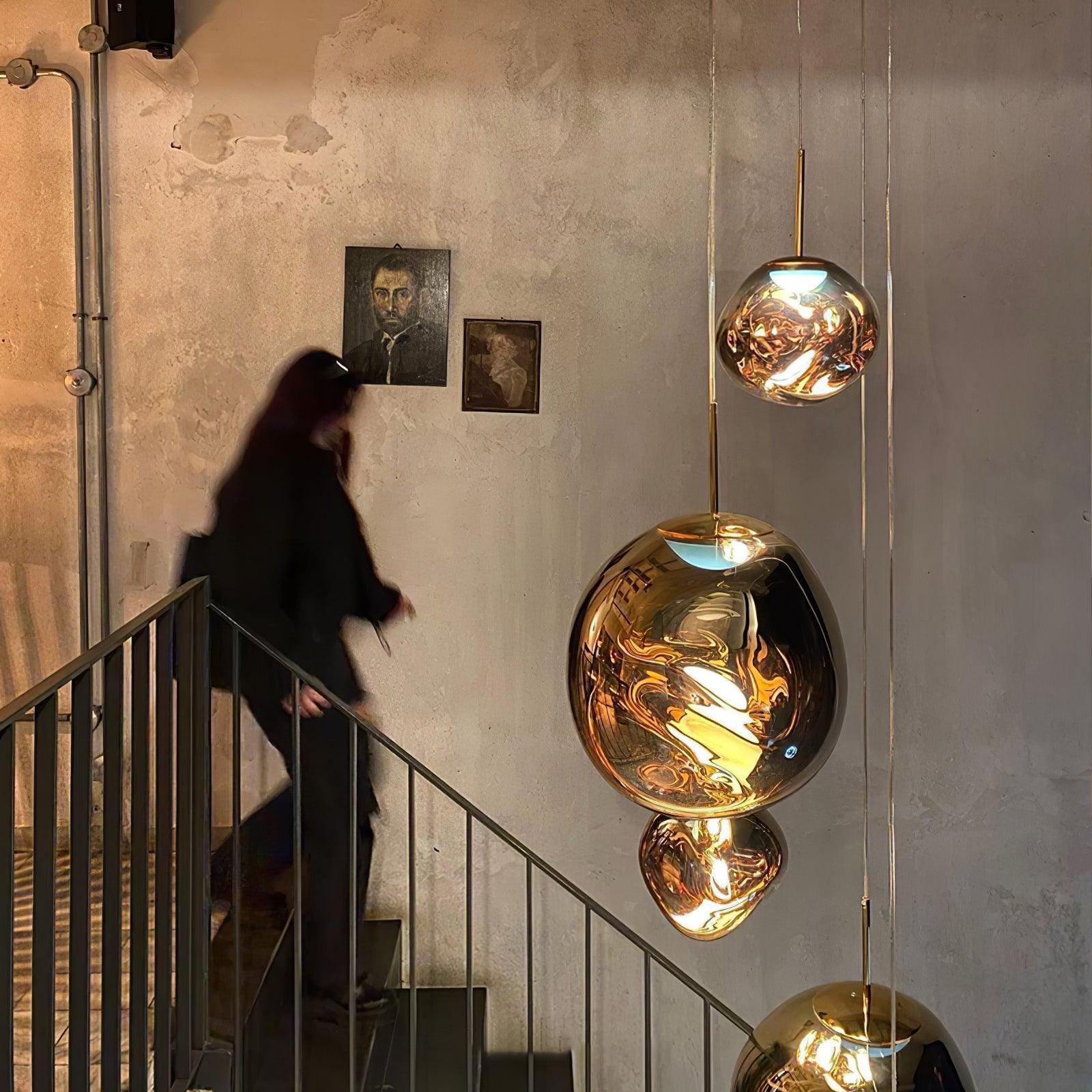 Modern Lava Crackle Glass Globe Pendant Light