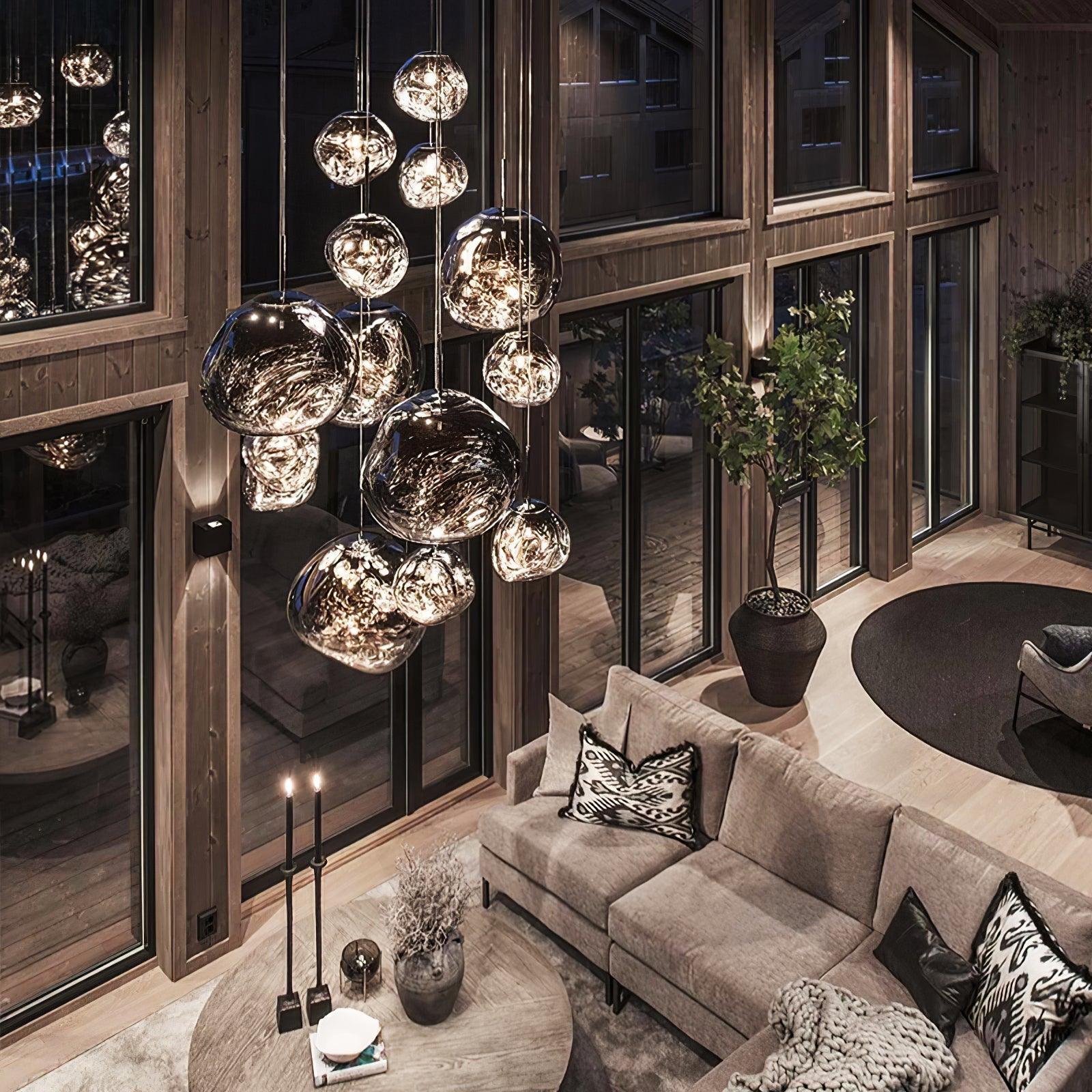 Modern Lava Crackle Glass Globe Pendant Light