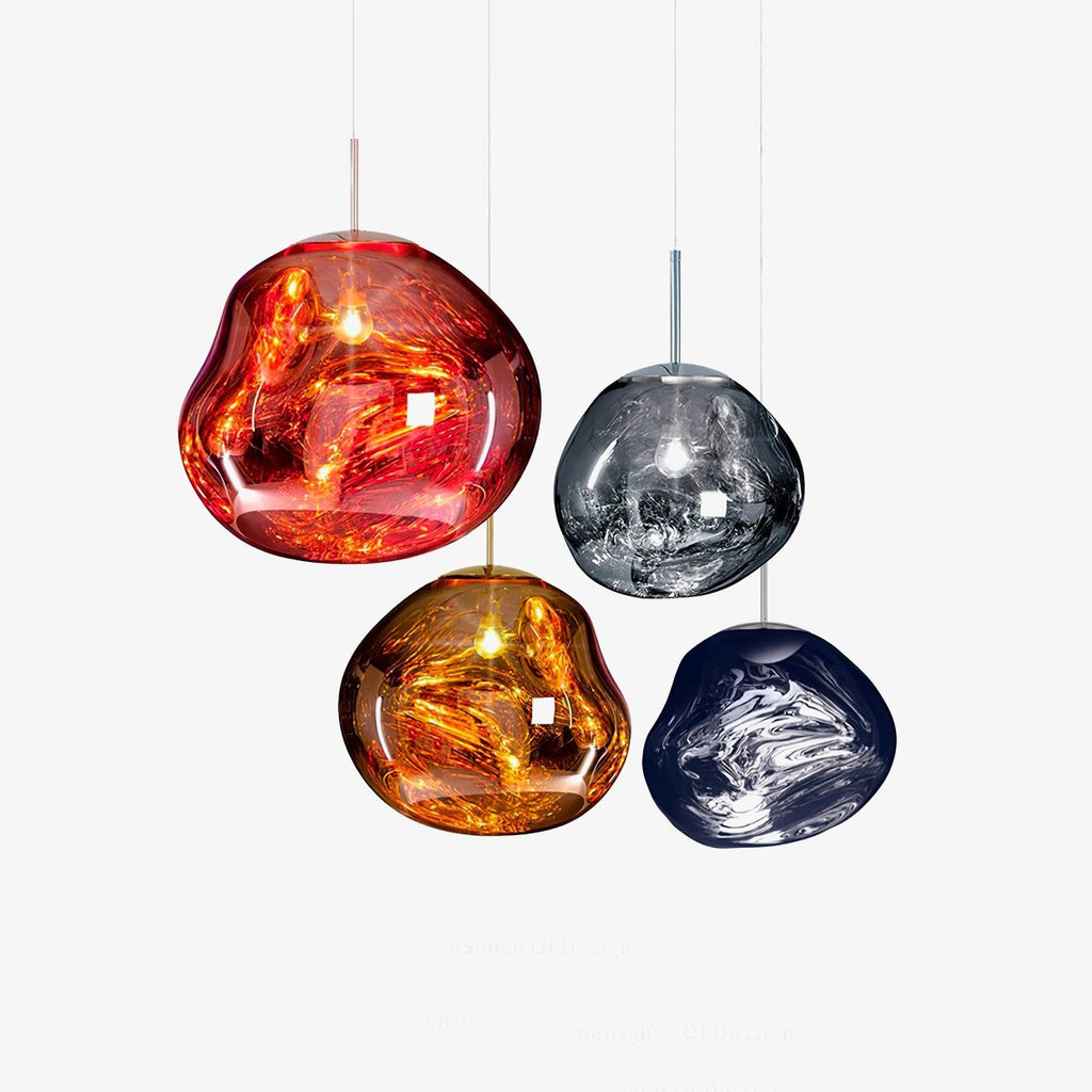 Modern Lava Crackle Glass Globe Pendant Light
