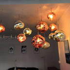 Modern Lava Crackle Glass Globe Pendant Light