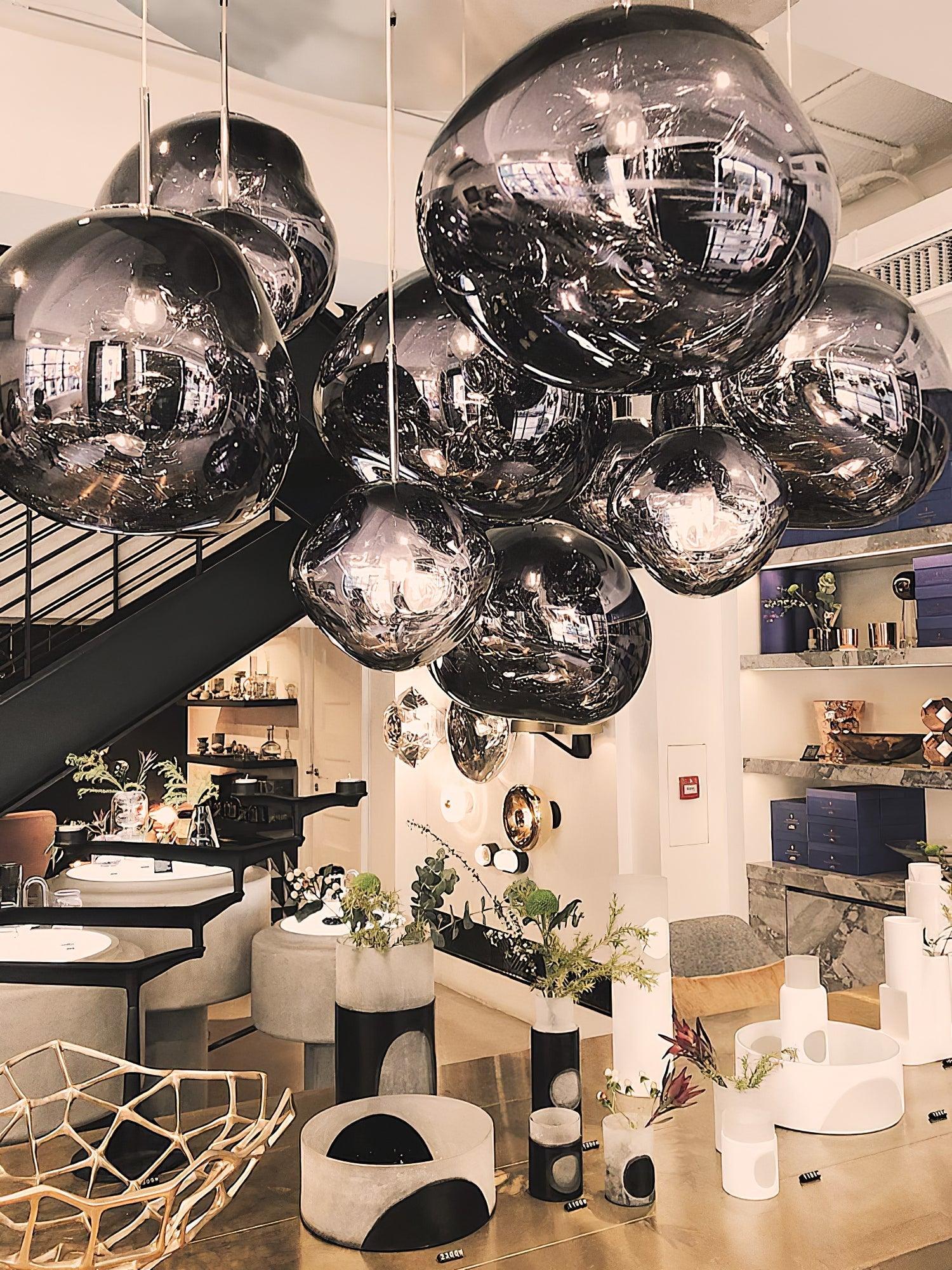 Modern Lava Crackle Glass Globe Pendant Light