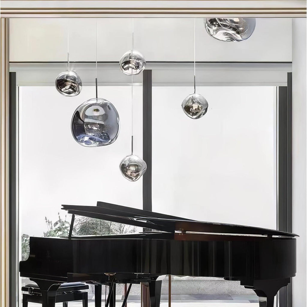 Modern Lava Crackle Glass Globe Pendant Light