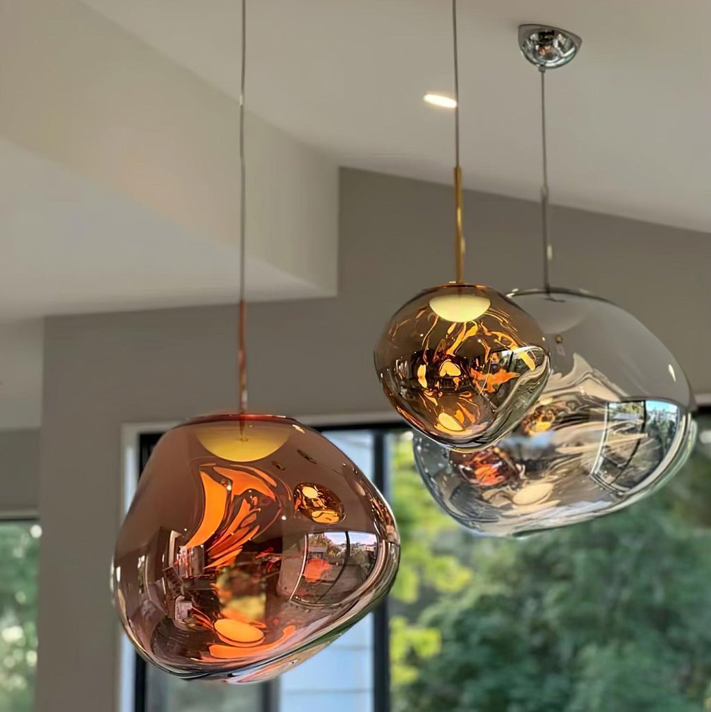 Modern Lava Crackle Glass Globe Pendant Light