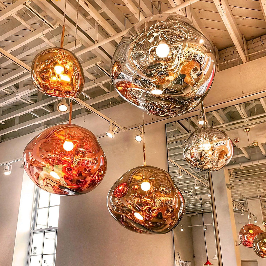 Modern Lava Crackle Glass Globe Pendant Light