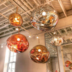 Modern Lava Crackle Glass Globe Pendant Light