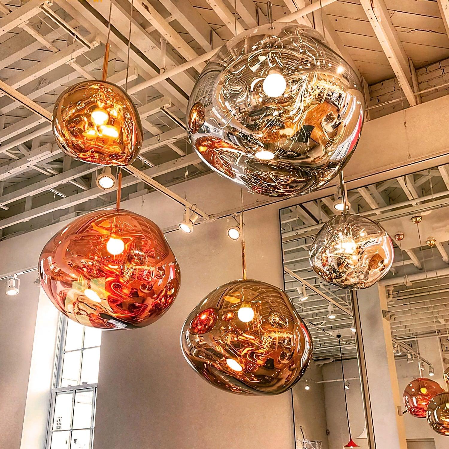Modern Lava Crackle Glass Globe Pendant Light