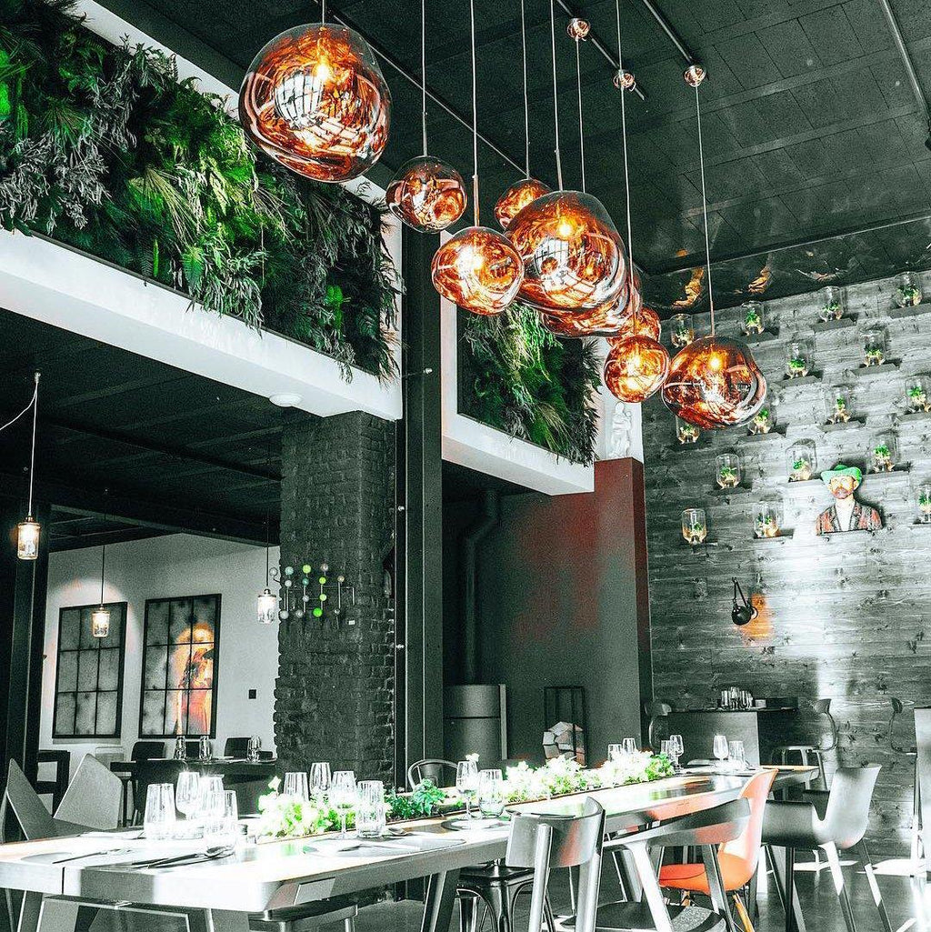 Modern Lava Crackle Glass Globe Pendant Light