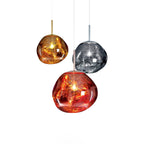Modern Lava Crackle Glass Globe Pendant Light