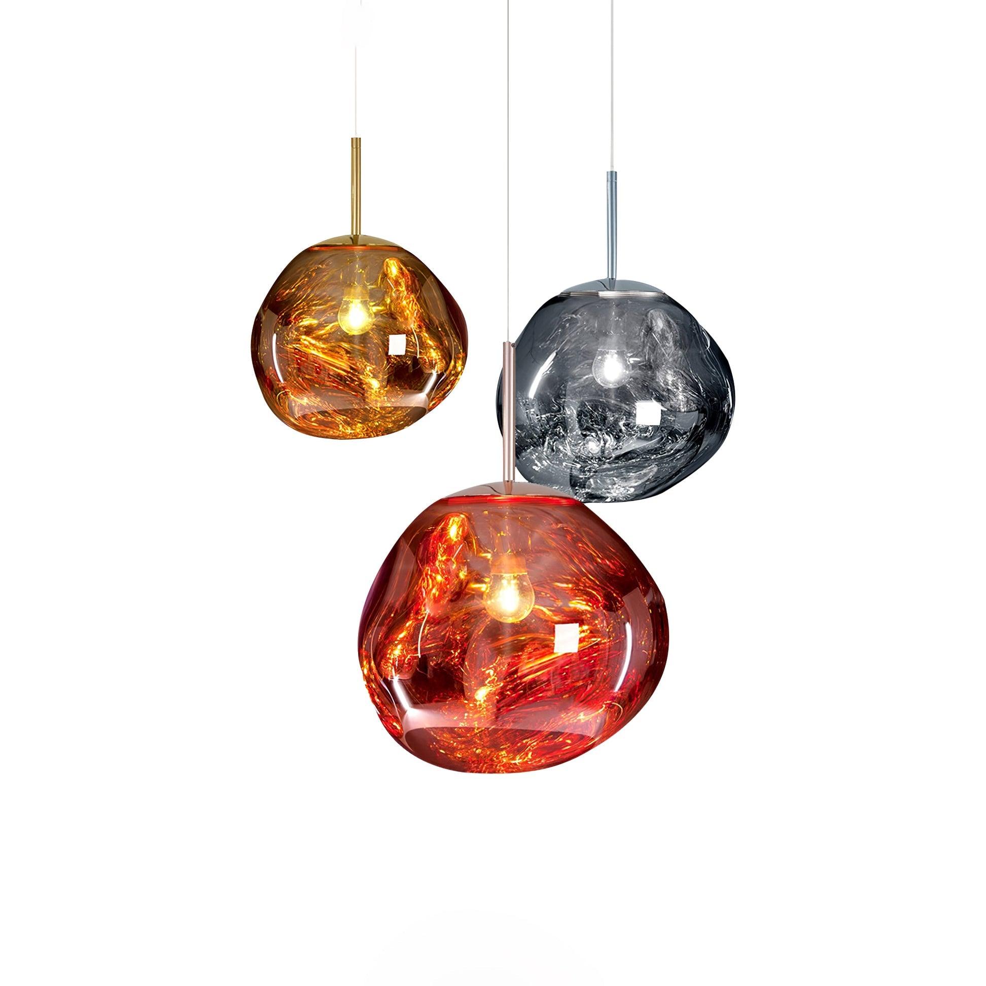 Modern Lava Crackle Glass Globe Pendant Light