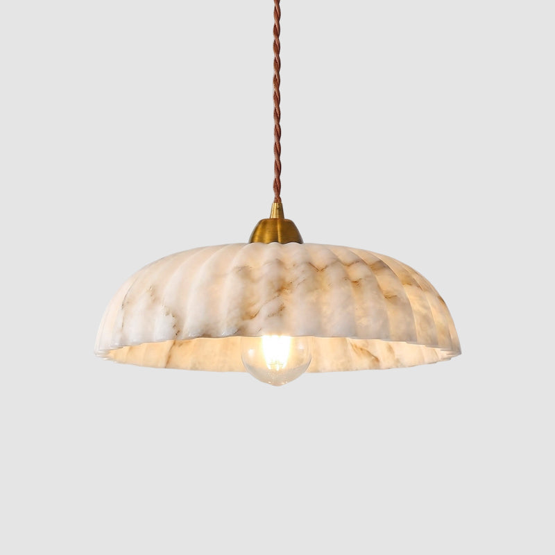 Modern Marble-Style Stone Pendant Light With Warm LED Glow in White Alabaster — Harbor Light Co.