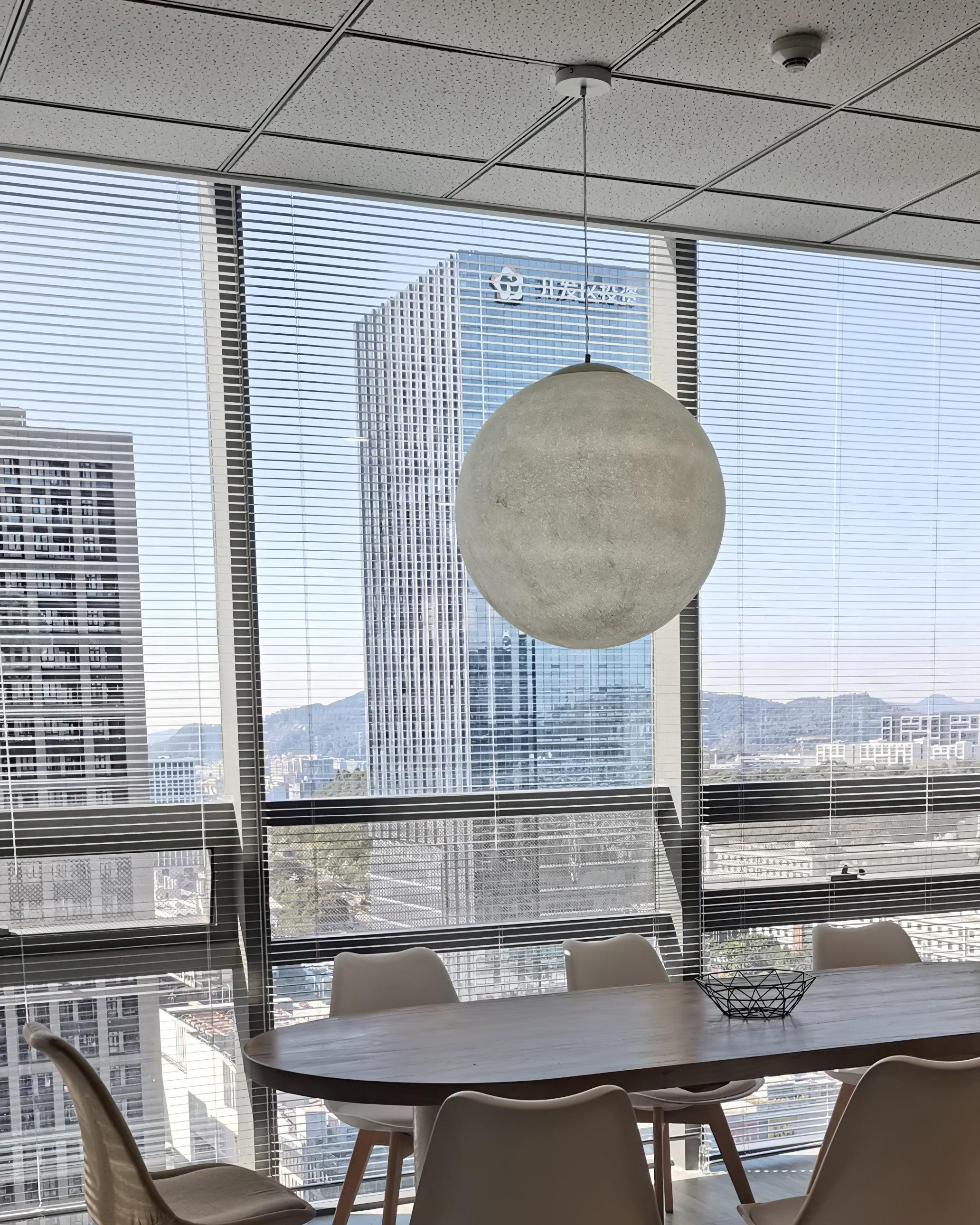 White Moon Pendant Light with FRP Fiber Shade and E26/E27 Socket