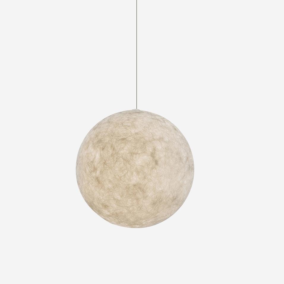 White Moon Pendant Light with FRP Fiber Shade and E26/E27 Socket