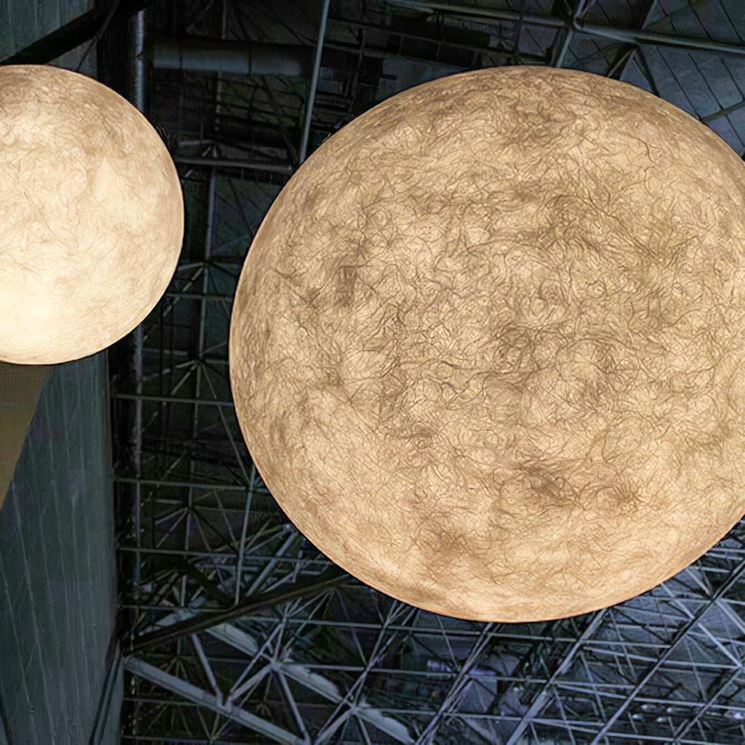 White Moon Pendant Light with FRP Fiber Shade and E26/E27 Socket