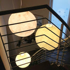 White Moon Pendant Light with FRP Fiber Shade and E26/E27 Socket