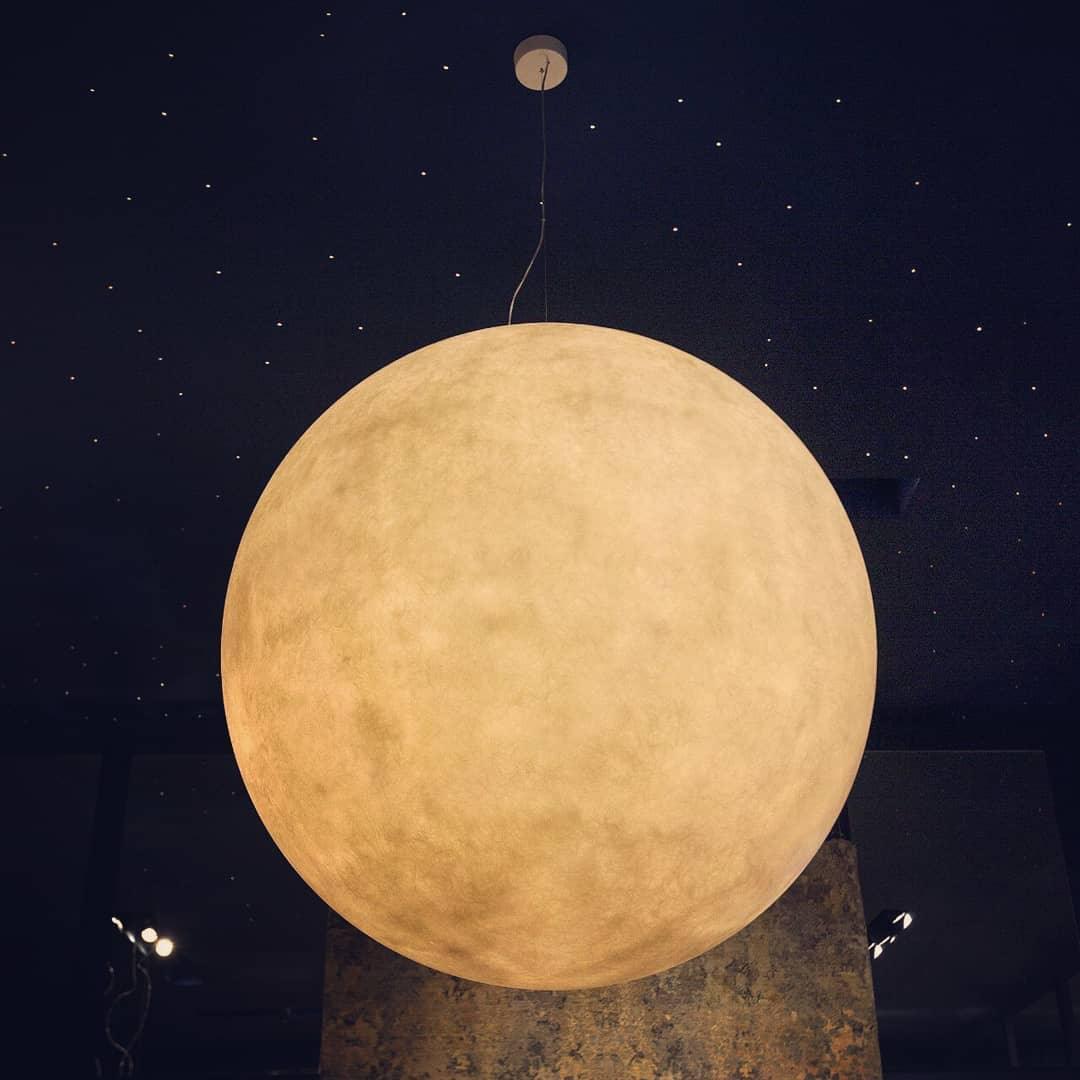 White Moon Pendant Light with FRP Fiber Shade and E26/E27 Socket