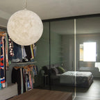 White Moon Pendant Light with FRP Fiber Shade and E26/E27 Socket