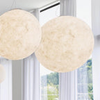 White Moon Pendant Light with FRP Fiber Shade and E26/E27 Socket