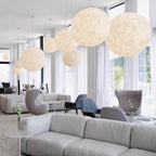 White Moon Pendant Light with FRP Fiber Shade and E26/E27 Socket