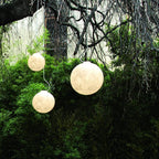 White Moon Pendant Light with FRP Fiber Shade and E26/E27 Socket