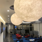 White Moon Pendant Light with FRP Fiber Shade and E26/E27 Socket