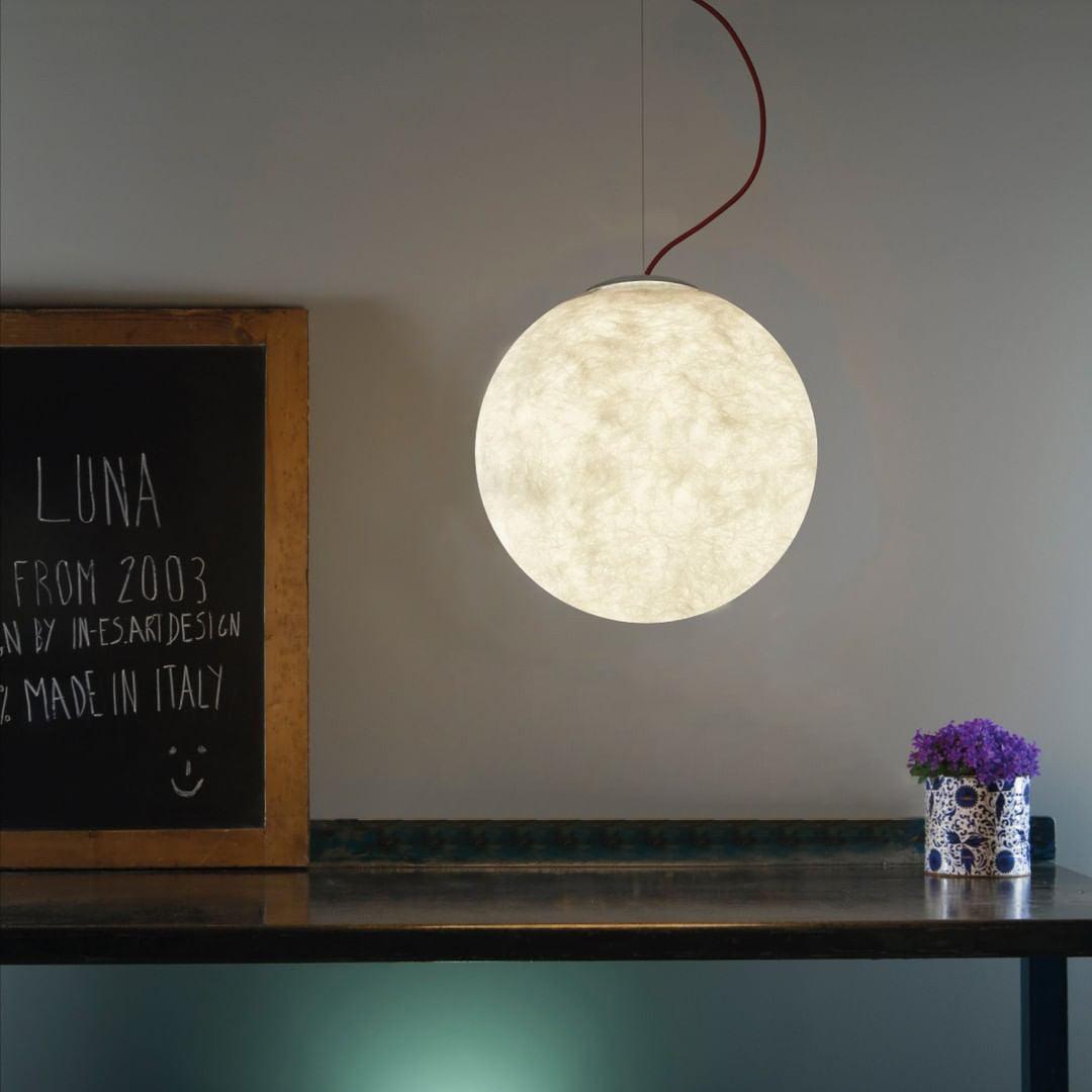 White Moon Pendant Light with FRP Fiber Shade and E26/E27 Socket
