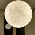 White Moon Pendant Light with FRP Fiber Shade and E26/E27 Socket